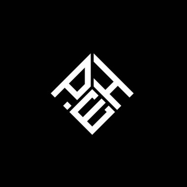 Siyah arka planda PEH harf logosu tasarımı. PEH yaratıcı harflerin baş harfleri logo kavramı. PEH harf tasarımı.