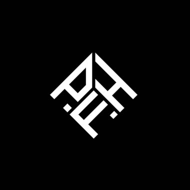 Siyah arka planda PFH harf logosu tasarımı. PFH yaratıcı harflerin baş harfleri logo kavramı. PFH harf tasarımı.