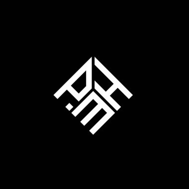 Siyah arkaplanda PMH harf logosu tasarımı. PMH yaratıcı harflerin baş harfleri logo kavramı. PMH harf tasarımı.