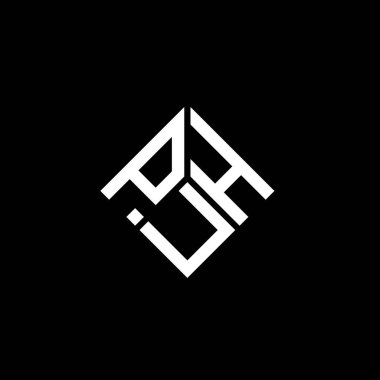 Siyah arka planda PUH harf logosu tasarımı. Yaratıcı harflerin baş harfleri logo konsepti. PUH harf tasarımı.