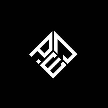 Siyah arka planda PEJ harf logosu tasarımı. PEJ yaratıcı harflerin baş harfleri logo kavramı. PEJ harf tasarımı.