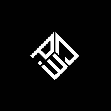 Siyah arka planda PWJ harf logosu tasarımı. PWJ yaratıcı harflerin baş harfleri logo kavramı. PWJ harf tasarımı.