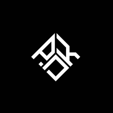 Siyah arkaplanda PDK harf logosu tasarımı. PDK yaratıcı harflerin baş harfleri logo kavramı. PDK harf tasarımı.