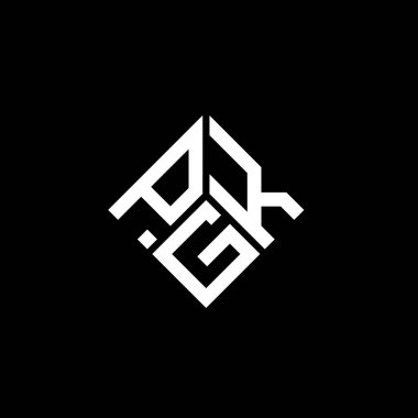 Siyah arkaplanda PGK harf logosu tasarımı. PGK yaratıcı harflerin baş harfleri logo kavramı. PGK harf tasarımı.