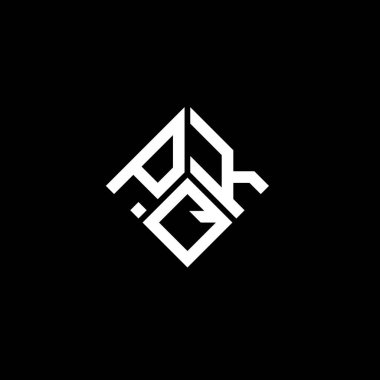 Siyah arkaplanda PQK harf logosu tasarımı. PQK yaratıcı harflerin baş harfleri logo kavramı. PQK harf tasarımı.