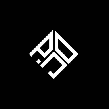 Siyah arka planda PJO harf logosu tasarımı. PJO yaratıcı harflerin baş harfleri logo kavramı. PJO harf tasarımı.