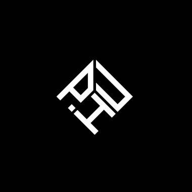 Siyah arkaplan üzerinde PHU harf logosu tasarımı. PHU yaratıcı harflerin baş harfleri logo kavramı. PHU harf tasarımı.
