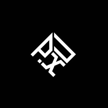 Siyah arka planda PXU harf logosu tasarımı. PXU yaratıcı harflerin baş harfleri logo kavramı. PXU harf tasarımı.