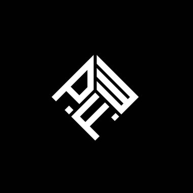 Siyah arka planda PFW harf logosu tasarımı. PFW yaratıcı harflerin baş harfleri logo kavramı. PFW harf tasarımı.