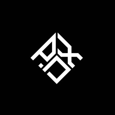 Siyah arkaplanda PDX harf logosu tasarımı. PDX yaratıcı harflerin baş harfleri logo kavramı. PDX harf tasarımı.