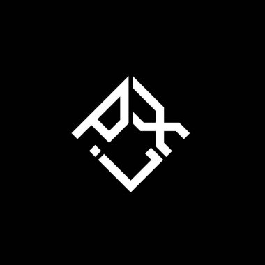 Siyah arkaplanda PLX harf logosu tasarımı. PLX yaratıcı harflerin baş harfleri logo kavramı. PLX harf tasarımı.
