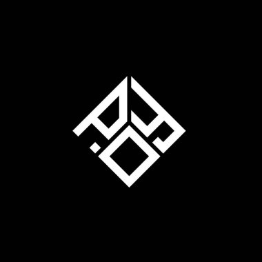 Siyah arka planda POY harf logosu tasarımı. POY yaratıcı harflerin baş harfleri logo kavramı. POY harf tasarımı.