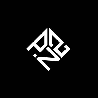 Siyah arkaplanda PNZ harf logosu tasarımı. PNZ yaratıcı harflerin baş harfleri logo kavramı. PNZ harf tasarımı.