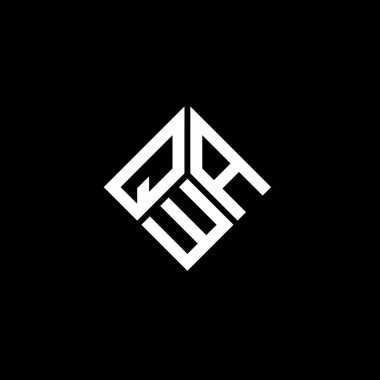 Siyah arka planda QWA harf logosu tasarımı. QWA yaratıcı harf logosu konsepti. QWA harf tasarımı.