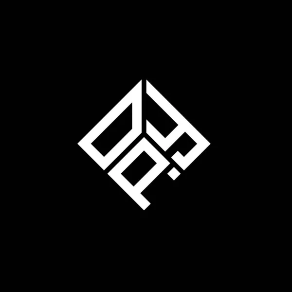 Diseño Del Logotipo Letra Opy Sobre Fondo Negro Opy Iniciales — Vector de stock