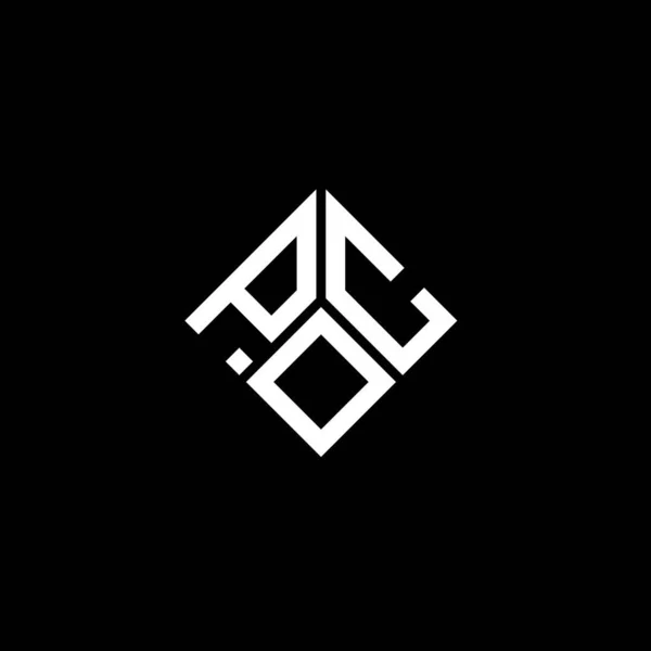 Diseño Del Logotipo Letra Poc Sobre Fondo Negro Poc Iniciales — Vector de stock