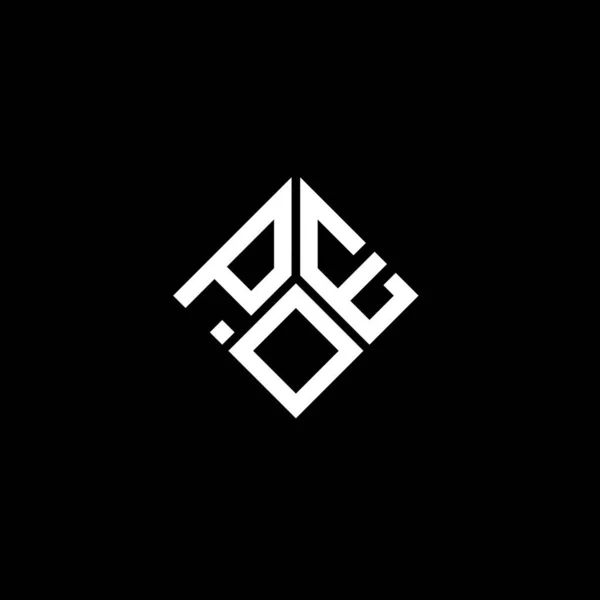 Poe Design Logotipo Carta Fundo Preto Poe Iniciais Criativas Conceito — Vetor de Stock