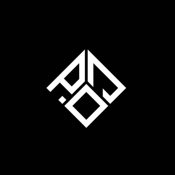 Σχεδιασμός Λογότυπου Γράμματα Poj Μαύρο Φόντο Poj Δημιουργικά Αρχικά Γράμματα — Διανυσματικό Αρχείο