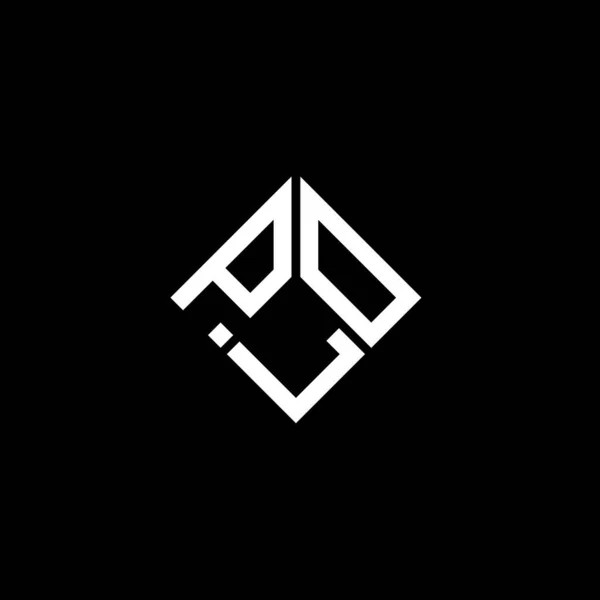 Plo Γράμμα Σχέδιο Λογότυπο Μαύρο Φόντο Plo Δημιουργική Αρχικά Γράμμα — Διανυσματικό Αρχείο