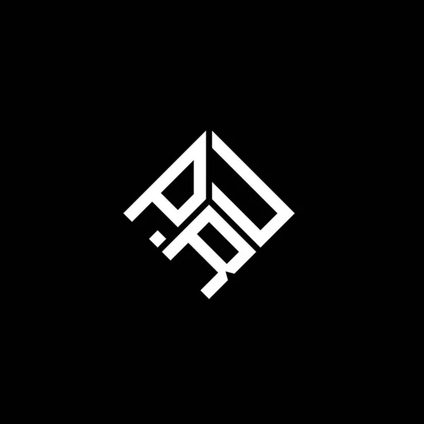 Diseño Del Logotipo Letra Pru Sobre Fondo Negro Pru Iniciales — Vector de stock