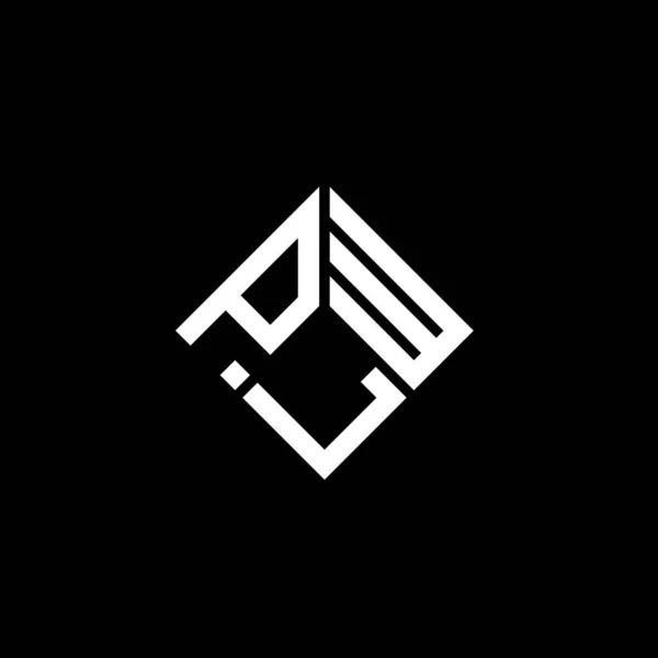 Diseño Del Logotipo Letra Plw Sobre Fondo Negro Plw Iniciales — Vector de stock