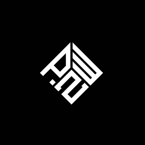 Pzw Logo Ontwerp Zwarte Achtergrond Pzw Creatieve Initialen Letter Logo — Stockvector