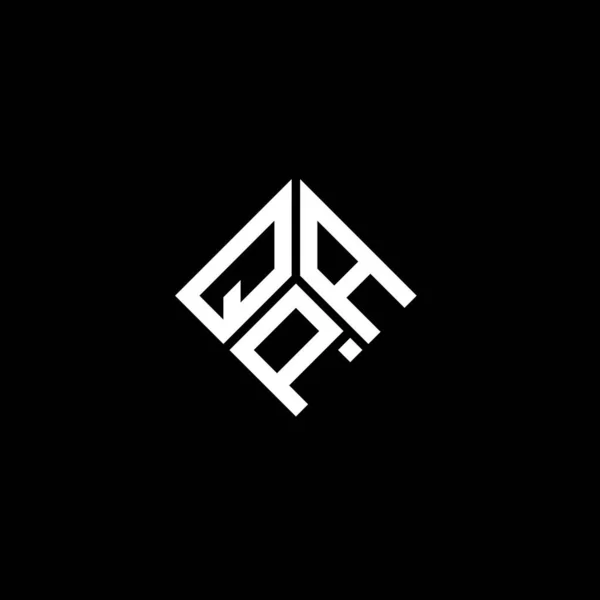 Diseño Del Logotipo Letra Qpa Sobre Fondo Negro Qpa Iniciales — Vector de stock