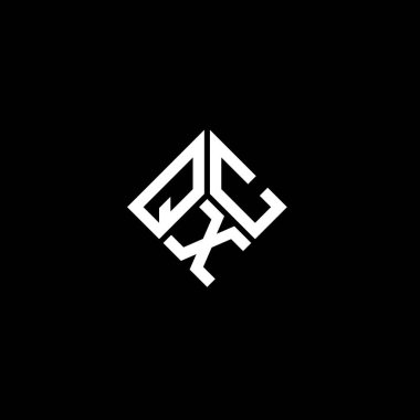 Siyah arkaplanda QXC harf logosu tasarımı. QXC yaratıcı harflerin baş harfleri logo kavramı. QXC harf tasarımı.
