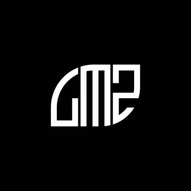 Siyah arkaplanda LMZ harf logosu tasarımı. LMZ yaratıcı harflerin baş harfleri logo kavramı. LMZ harf tasarımı.