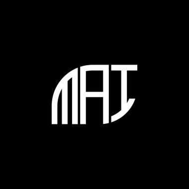 Siyah arka planda MAI harf logosu tasarımı. MAI yaratıcı harfler logosu konsepti. MAI harf tasarımı.
