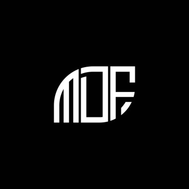Siyah arka planda MDF harf logosu tasarımı. MDF yaratıcı harflerin baş harfleri logo kavramı. MDF harf tasarımı.