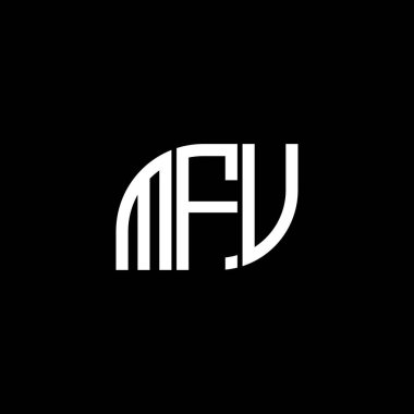 Siyah arka planda MFV harf logosu tasarımı. MFV yaratıcı harflerin baş harfleri logo kavramı. MFV harf tasarımı.