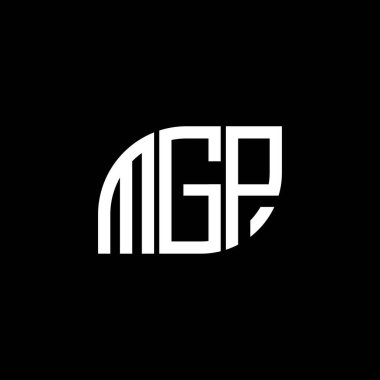 Siyah arkaplanda MGP harf logosu tasarımı. MGP yaratıcı harflerin baş harfleri logo kavramı. MGP harf tasarımı.