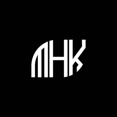 Siyah arka planda MHK harf logosu tasarımı. MHK yaratıcı harflerin baş harfleri logo kavramı. MHK harf tasarımı.