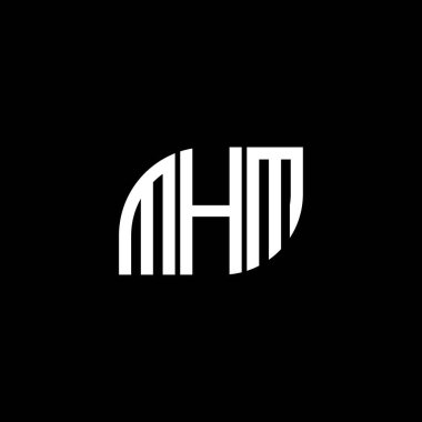 Siyah arkaplanda MHM harf logosu tasarımı. MHM yaratıcı harflerin baş harfleri logo kavramı. MHM harf tasarımı.