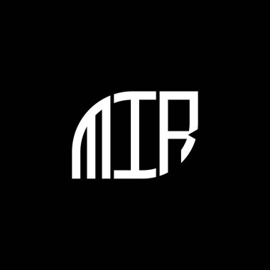 Siyah arka planda MIR harf logosu tasarımı. MIR yaratıcı harflerin baş harfleri logo kavramı. MIR harf tasarımı.