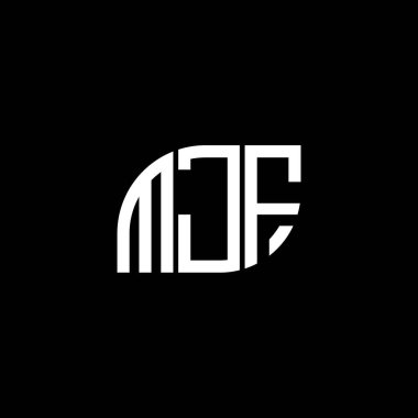 Siyah arka planda MJF harf logosu tasarımı. MJF yaratıcı harf logosu konsepti. MJF harf tasarımı.
