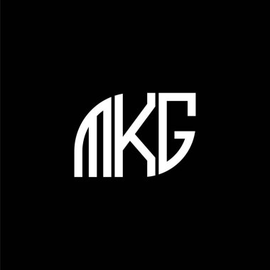 Siyah arkaplanda MKG harf logosu tasarımı. MKG yaratıcı harflerin baş harfleri logo kavramı. MKG harf tasarımı.