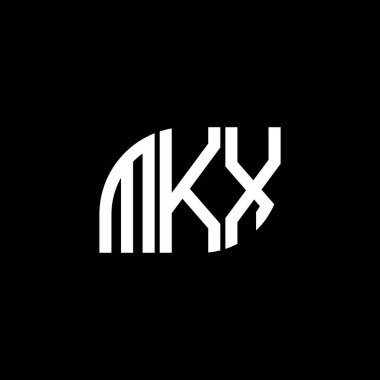 Siyah arkaplanda MKX harf logosu tasarımı. MKX yaratıcı harflerin baş harfleri logo kavramı. MKX harf tasarımı.