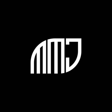 Siyah arka planda MMJ harf logosu tasarımı. MMJ yaratıcı harflerin baş harfleri logo kavramı. MMJ harf tasarımı.