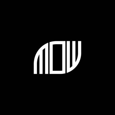 Siyah arka planda MOW harf logosu tasarımı. MOW yaratıcı harflerin baş harfleri logo kavramı. MOW harf tasarımı.