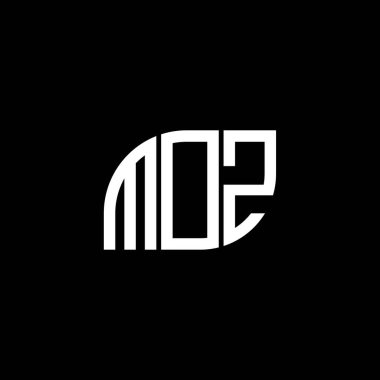 Siyah arka planda MOZ harf logosu tasarımı. MOZ yaratıcı harflerin baş harfleri logo kavramı. MOZ harf tasarımı.