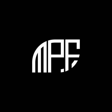 Siyah arkaplanda MPF harf logosu tasarımı. MPF yaratıcı harflerin baş harfleri logo kavramı. MPF harf tasarımı.