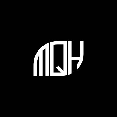 Siyah arkaplanda MQH harf logosu tasarımı. MQH yaratıcı harflerin baş harfleri logo kavramı. MQH harf tasarımı.