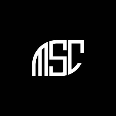 Siyah arka planda MSC harf logosu tasarımı. MSC yaratıcı harflerin baş harfleri logo kavramı. MSC harf tasarımı.