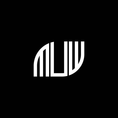 Siyah arka planda MUW harf logosu tasarımı. MUW yaratıcı harflerin baş harfleri logo kavramı. MUW harf tasarımı.