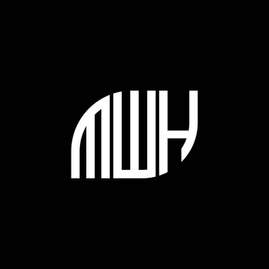 Siyah arka planda MWH harf logosu tasarımı. MWH yaratıcı harf logosu konsepti. MWH harf tasarımı.
