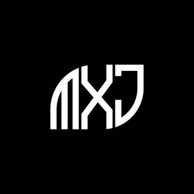 Siyah arka planda MXJ harf logosu tasarımı. MXJ yaratıcı harflerin baş harfleri logo kavramı. MXJ harf tasarımı.