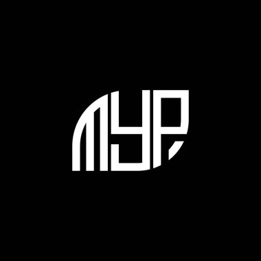 Siyah arkaplanda MYP harf logosu tasarımı. MYP yaratıcı harflerin baş harfleri logo kavramı. MYP harf tasarımı.