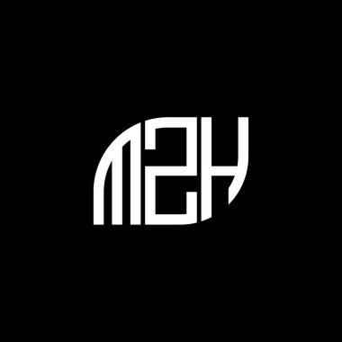 Siyah arkaplanda MZH harf logosu tasarımı. MZH yaratıcı harflerin baş harfleri logo kavramı. MZH harf tasarımı.